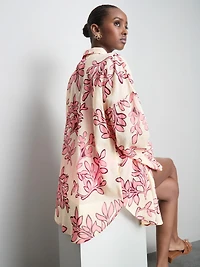 Printed Cotton Beach Button-Down Shirt