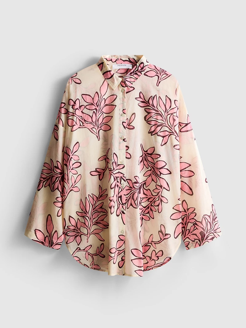 Printed Cotton Beach Button-Down Shirt