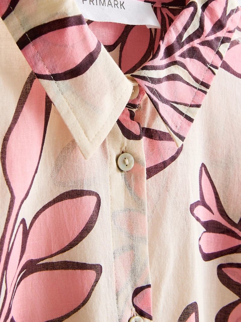Printed Cotton Beach Button-Down Shirt