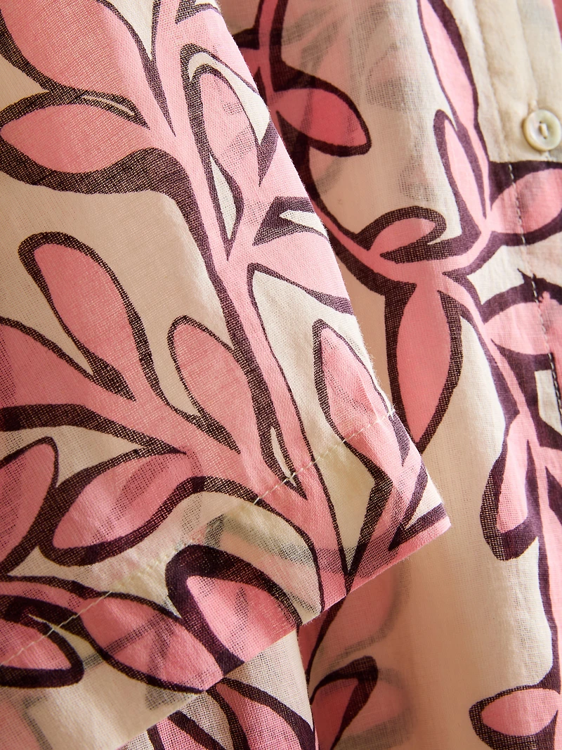 Printed Cotton Beach Button-Down Shirt