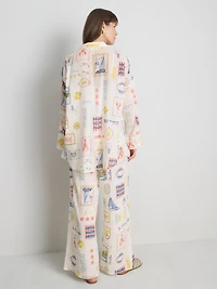 Printed Cotton Beach Button-Down Shirt