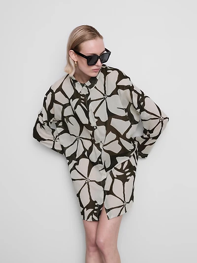 Printed Cotton Beach Button-Down Shirt