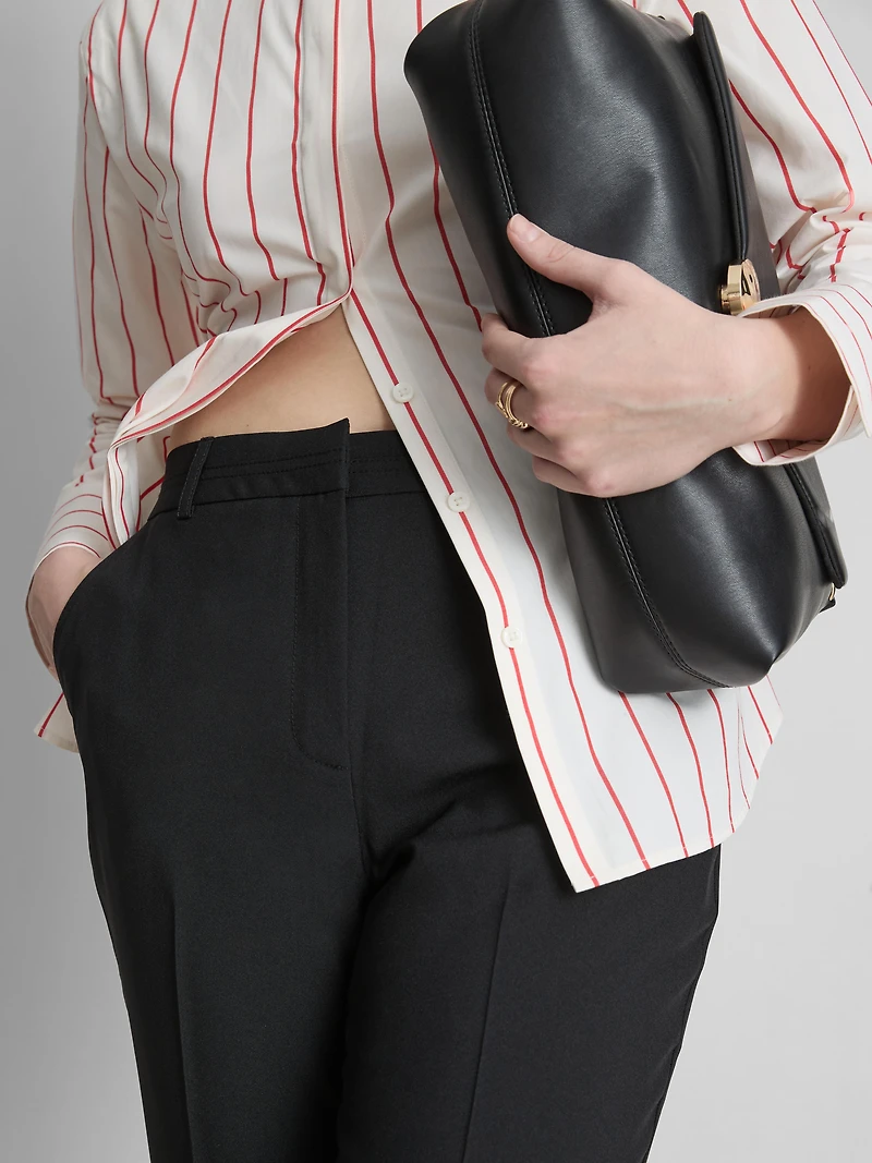 Mid Rise Pleated Stretch Pants