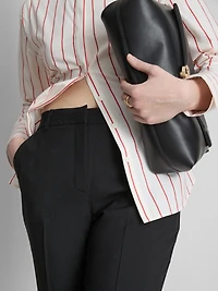 Mid Rise Pleated Stretch Pants