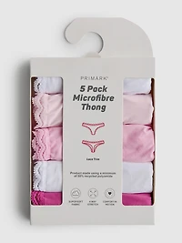 5pk Microfiber Lace-Trim Thongs