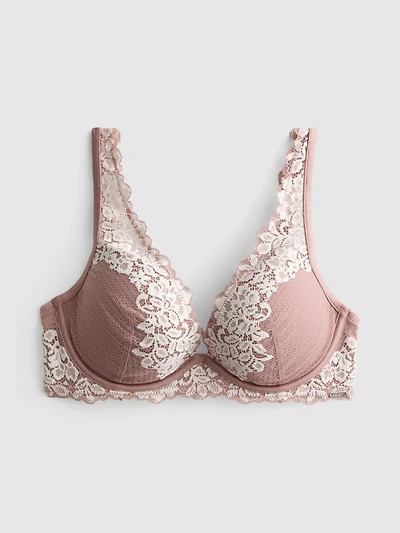 The Edit Floral Lace Plunge Bra
