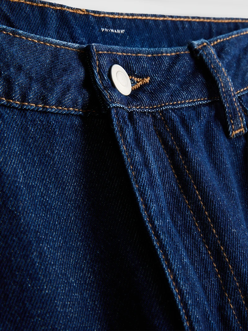 Cotton Denim Mid-Rise Wide-Leg Jeans