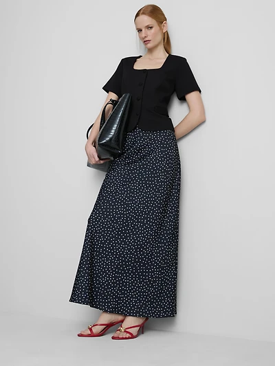 Short-Sleeve Square-Neckline Blazer