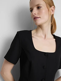 Short-Sleeve Square-Neckline Blazer