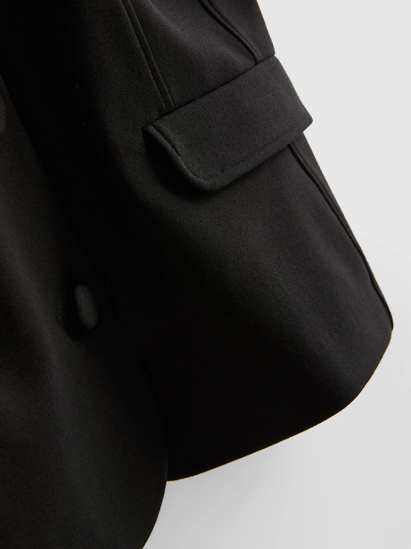 Short-Sleeve Square-Neckline Blazer