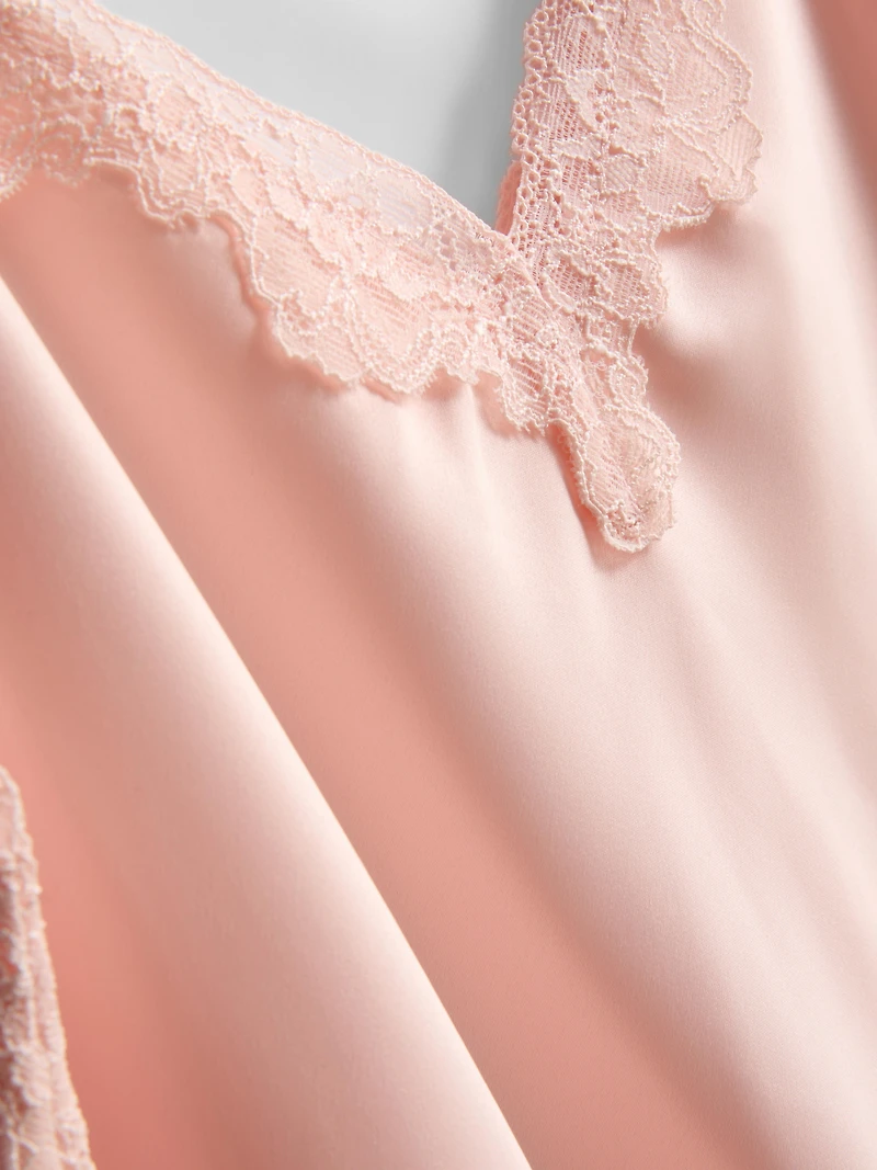 The Edit Satin Lace Pajama Cami Top