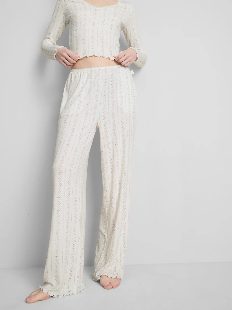 Floral Pointelle Pajama Bottoms