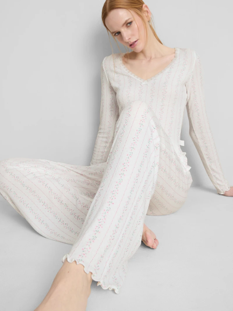 Floral Pointelle Pajama Bottoms