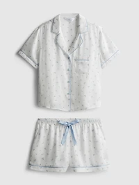 Floral Satin Boyfriend Shorty Pajamas