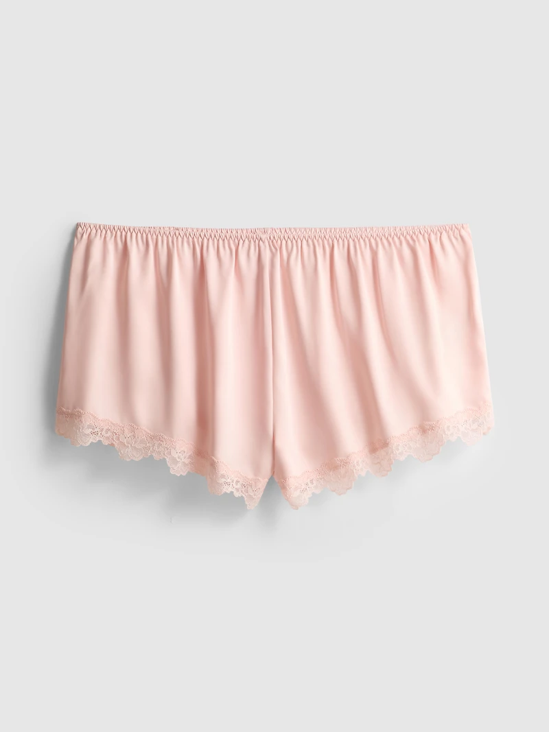 The Edit Satin Lace Pajama Shorts