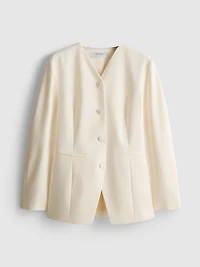 Cinched Balloon-Sleeve Blazer