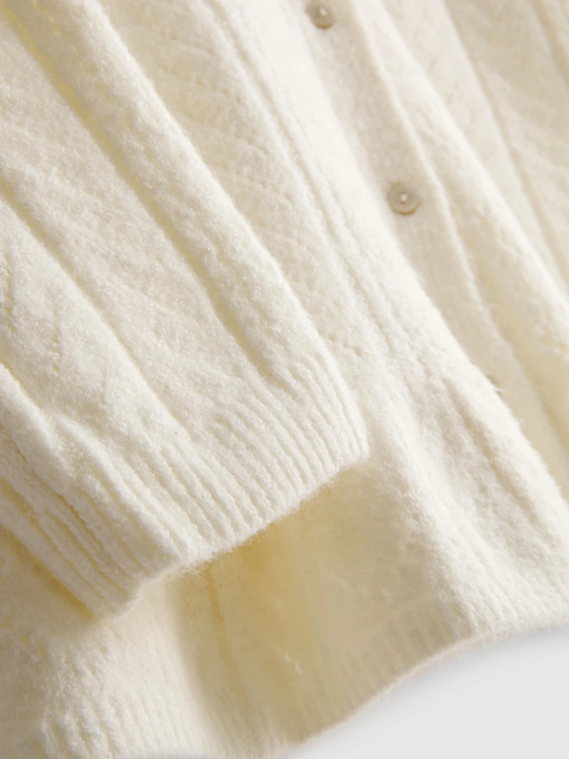 Pointelle Crew Neck Cardigan