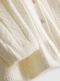 Pointelle Crew Neck Cardigan