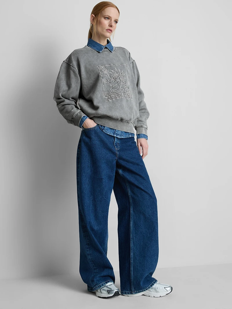 Keith Haring Washed Embroidered Sweatshirt