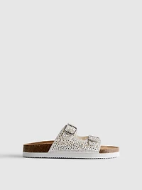 Embellished Double-Buckle Footbed Sandals