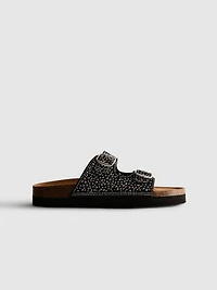Embellished Double-Buckle Footbed Sandals