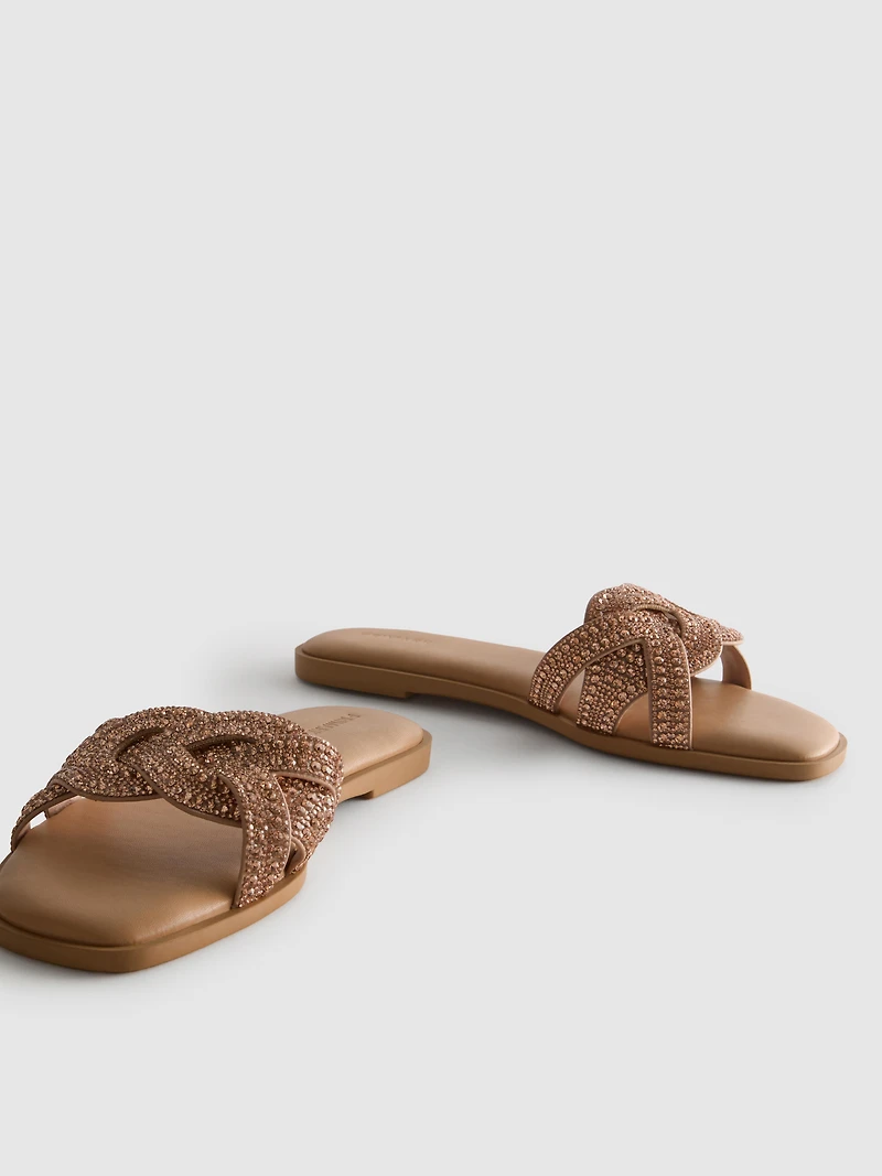 Rhinestone Mule Sandals