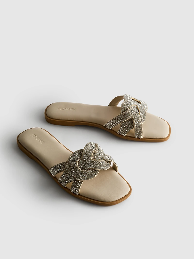 Rhinestone Mule Sandals