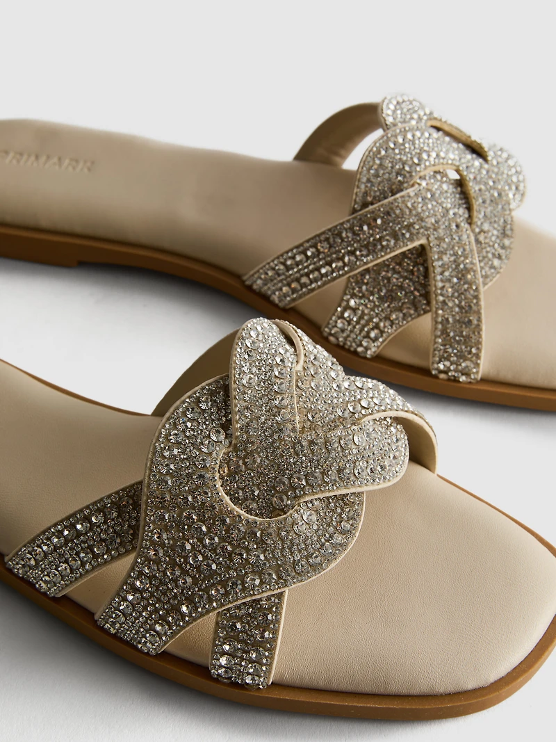 Rhinestone Mule Sandals