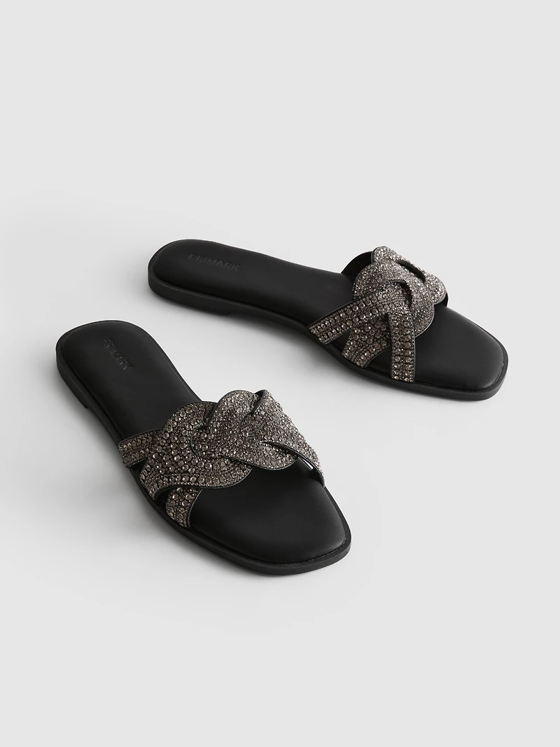 Rhinestone Mule Sandals