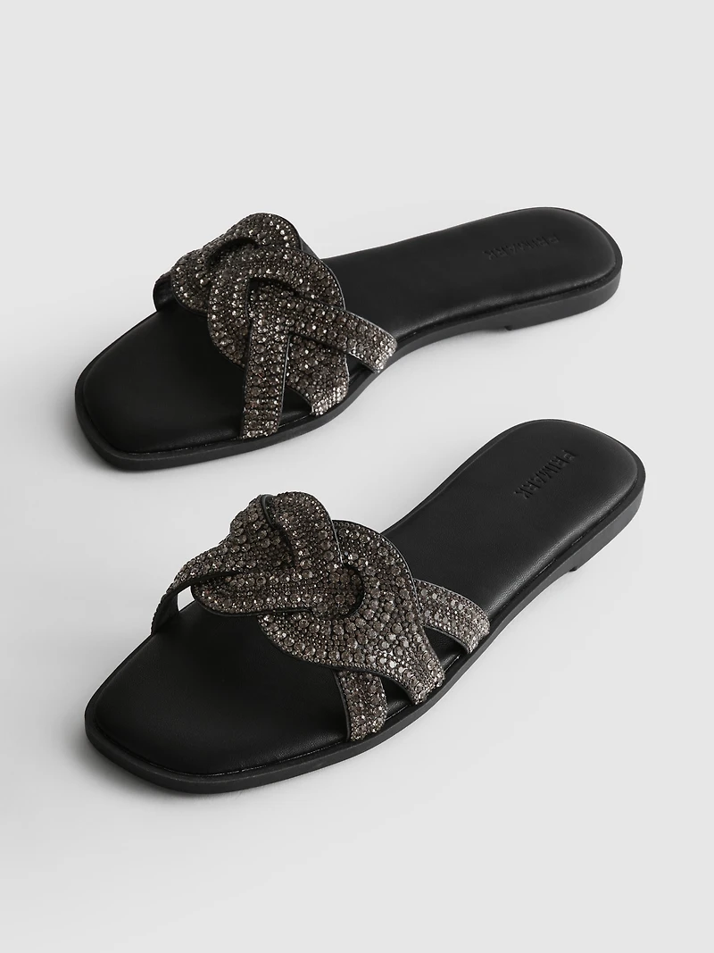 Rhinestone Mule Sandals