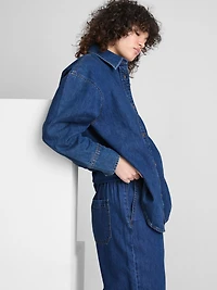Relaxed Cotton Denim Button-Up Shirt