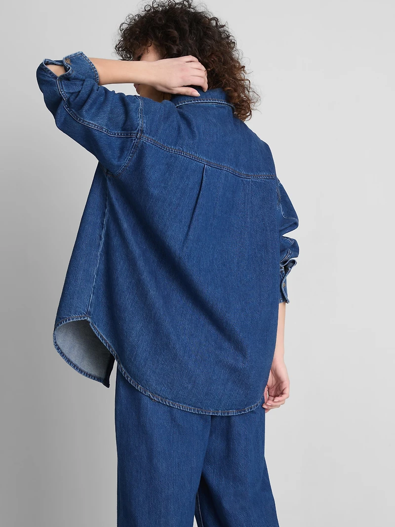 Relaxed Cotton Denim Button-Up Shirt