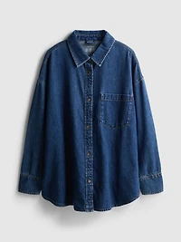 Relaxed Cotton Denim Button-Up Shirt