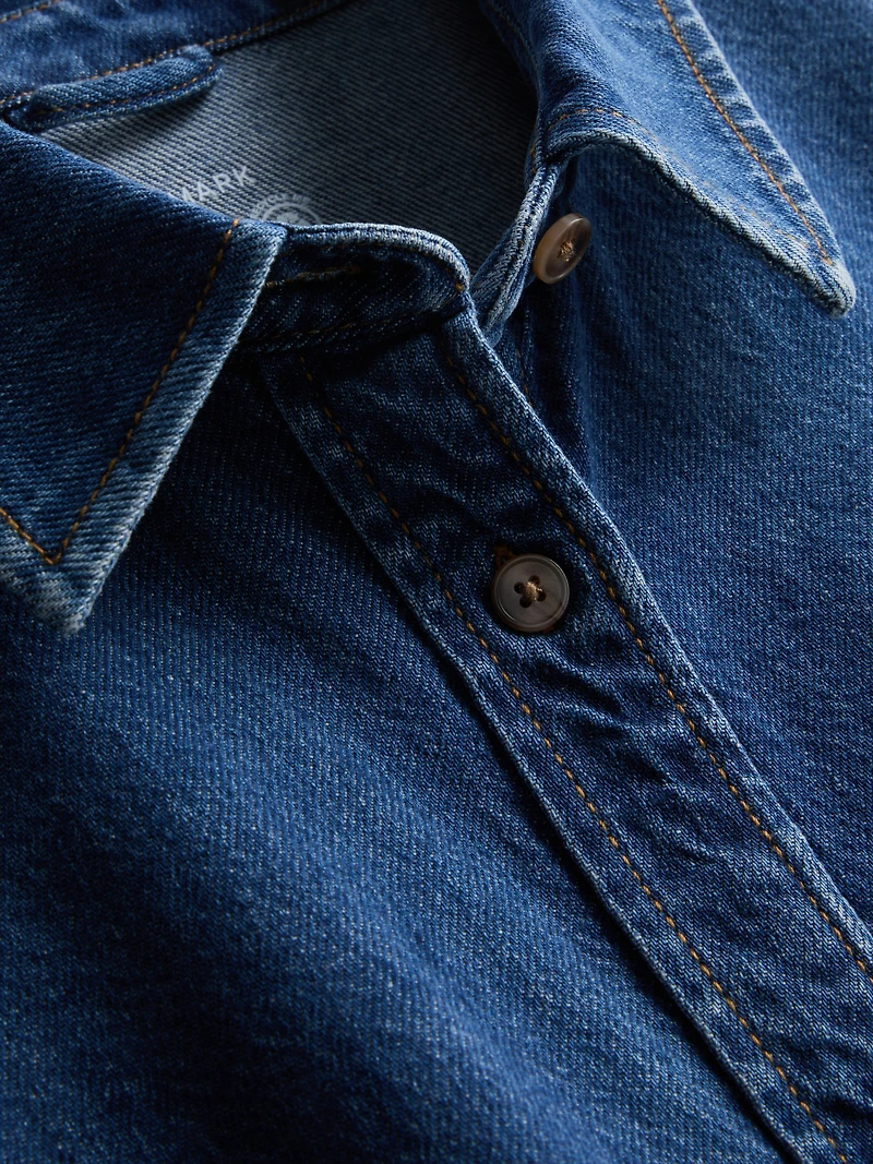 Relaxed Cotton Denim Button-Up Shirt