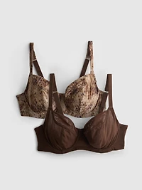 2pk D-H Underwire Mesh Printed Bra