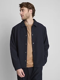 The Edit Button-Up Plisse Jacket