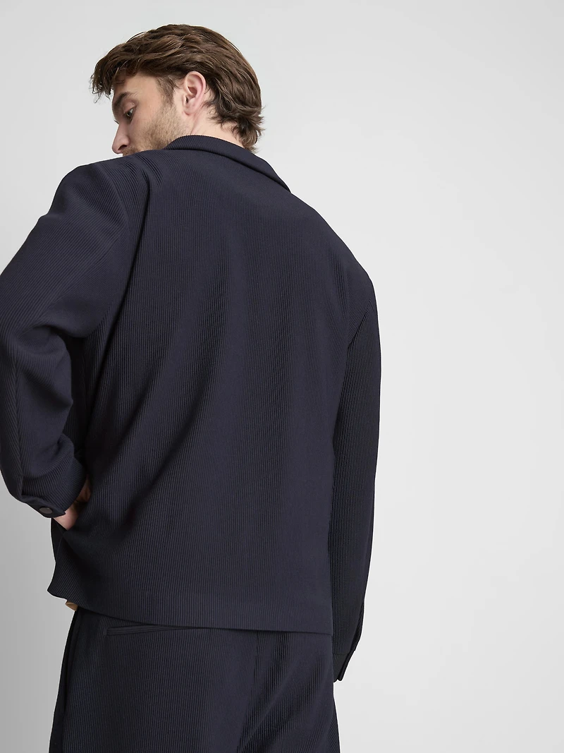 The Edit Button-Up Plisse Jacket