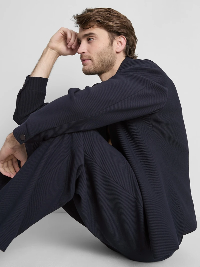 The Edit Button-Up Plisse Jacket