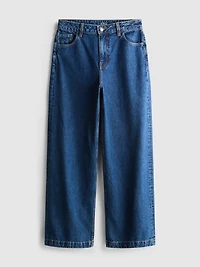 Cotton Denim Wide Leg Jeans