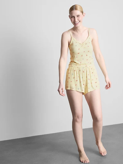 Floral Ribbed Cami Pajama Top