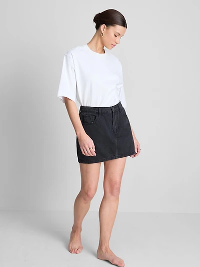 Cotton Denim Mini Skirt