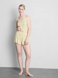 Floral Ribbed Printed Pajama Shorts