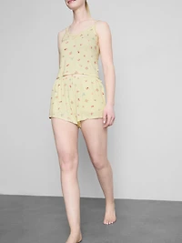 Floral Ribbed Printed Pajama Shorts