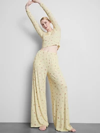 Floral Ribbed Pajama Bottoms