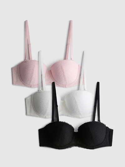 3pk All-Over Lace Balcony Bras