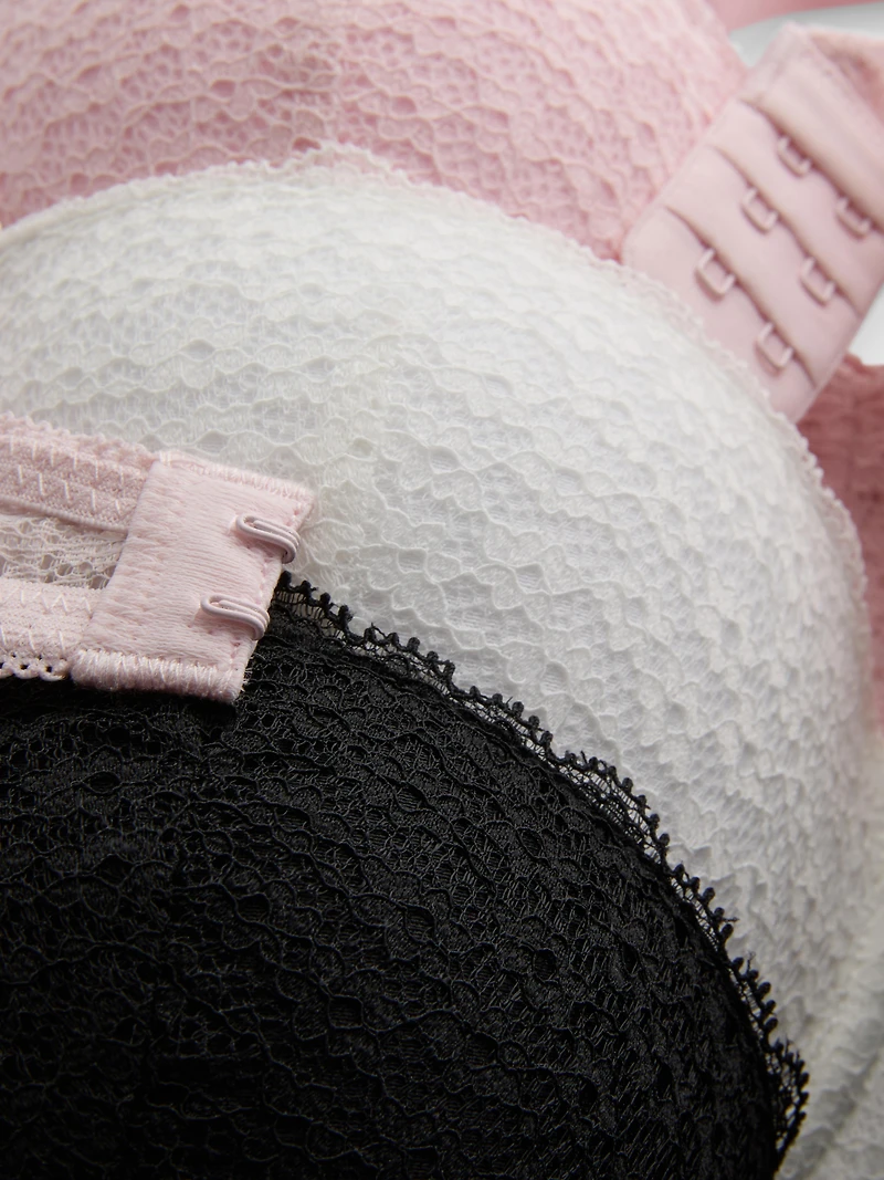 3pk All-Over Lace Balcony Bras