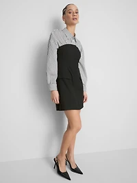 Pinstripe Bandeau Mini Dress