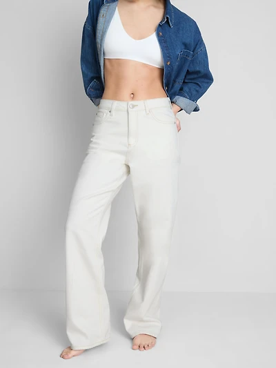 Cotton Denim Straight Leg Jeans