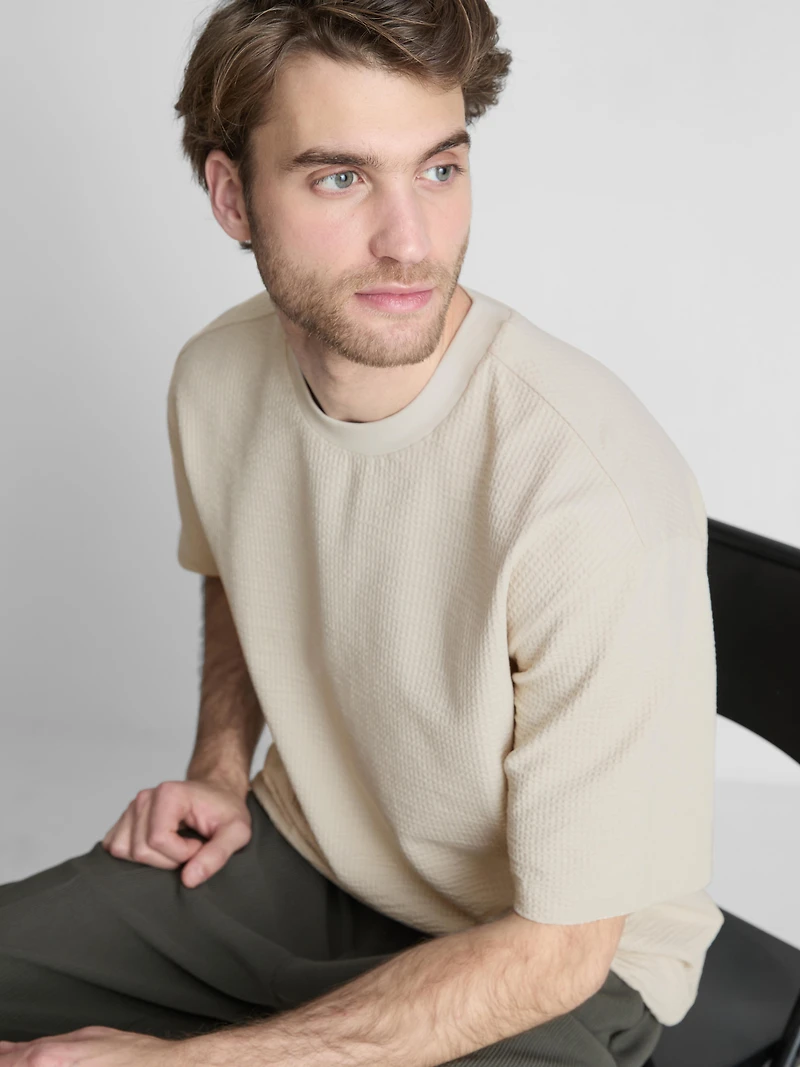 The Edit Short Sleeve Textured T-Shirt