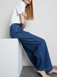 Tie-Waist Mid-Rise Wide-Leg Jeans